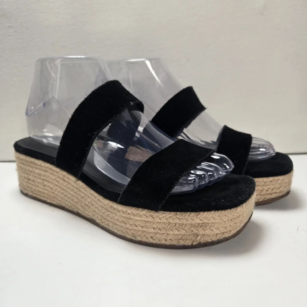 Treasure & Bond Fatima Sandals Womens‎ 8M Black Suede Espadrille Platform Wedge